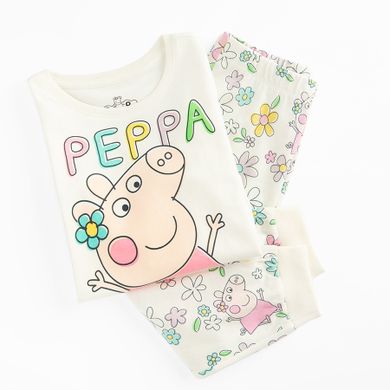 Cool Club, Pijama pentru fete, ecru, imprimeu Peppa Pig