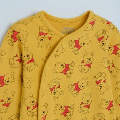 Cool Club, Pijama tip salopeta pentru baieti, ecru, galben, imprimeu Winnie the Pooh, set, 2 buc.
