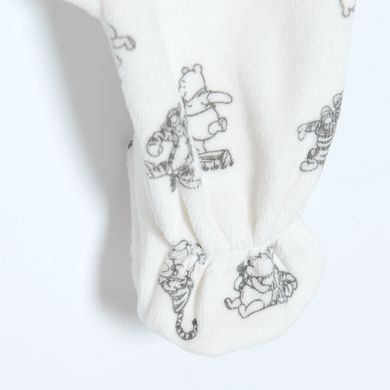 Cool Club, Pijama tip salopeta pentru bebelusi, bumbac organic, ecru, imprimeu Winnie the Pooh
