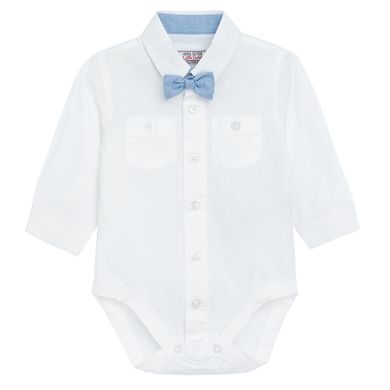 Cool Club, Set pentru baieti, Body-camasa cu maneca lunga, Papion pentru baieti, Vesta, Pantaloni, alb-albastru
