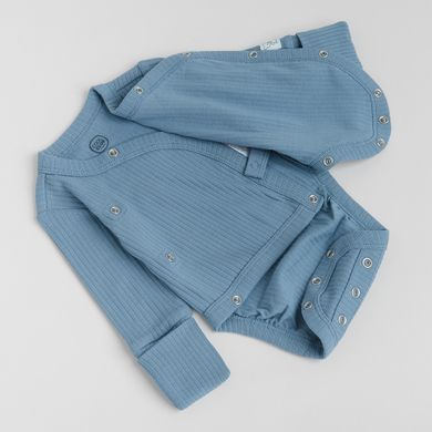 Cool Club, Set pentru baieti, Body cu maneca lunga, Pantaloni cu botosei, din tricot striat, albastru