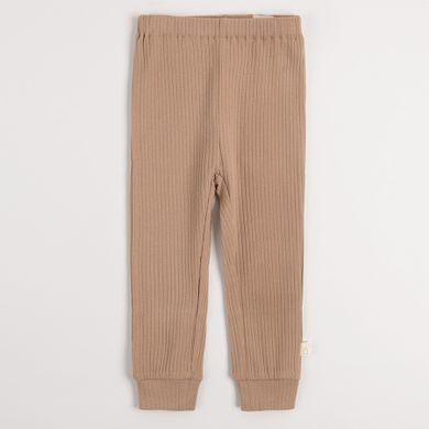 Cool Club, Set pentru baieti, Body cu maneca lunga, Pijama tip salopeta, Caciula, bumbac organic, ecru, maro