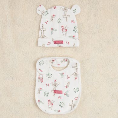 Cool Club, Set pentru bebelusi, Body cu maneca lunga, Pantaloni cu botosei, Caciula, Baveta, ecru, imprimeu Winnie the Pooh