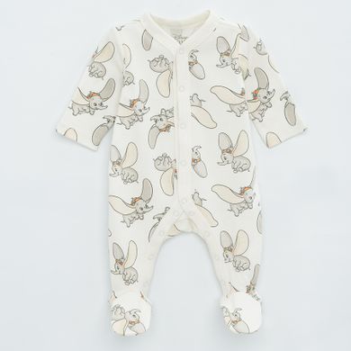 Cool Club, Set pentru bebelusi, Caciula, Esarfa, Pijama tip salopeta, Body cu maneca lunga, Bluza cu capse, Pantaloni cu botosei, ecru, imprimeu Dumbo