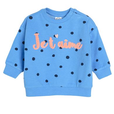 Cool Club, Set pentru fete, bluza, pantaloni trening, albastru, buline, imprimeu Jet' aime