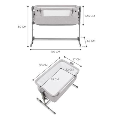 Kinderkraft, Neste Up, patut atasabil (co-sleeper) 3in1, gri