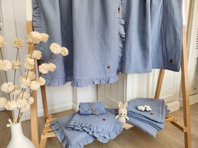 MimiNu, scutece din muselina, denim + crema, 75-75 cm, 2 buc.