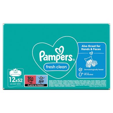 Pampers Fresh Clean, servetele umede pentru bebelusi, 12 pachete, 624 buc.