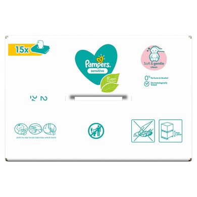 Pampers Sensitive, servetele umede, 15 pachete de 80 servetele, 1200 buc.