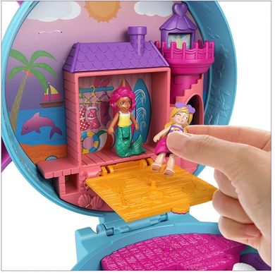 Polly Pocket, Dolphin Beach, set compacta cu papusi si accesorii