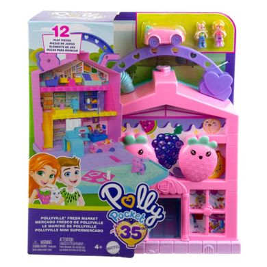 Polly Pocket, Pollyville, Fresh Market, set de joaca cu 2 papusi si accesorii