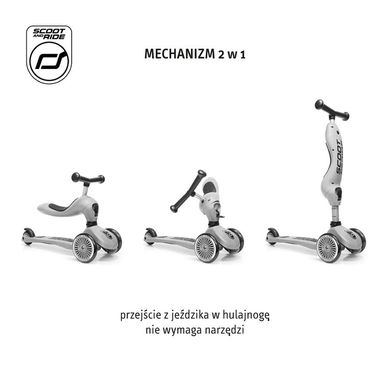 Scoot & Ride, Highwaykick 1 Push and Go, trotineta cu scaun si maner 3 in 1, Ash