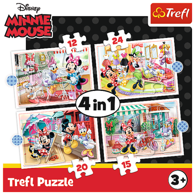 Trefl, Minnie Mouse, Minnie cu prietenii sai, puzzle 4in1, 71 piese