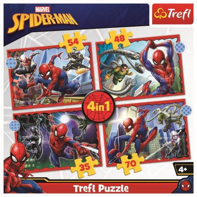 Trefl, Spider-Man, Spider-Man eroic, puzzle 4in1, 207 piese