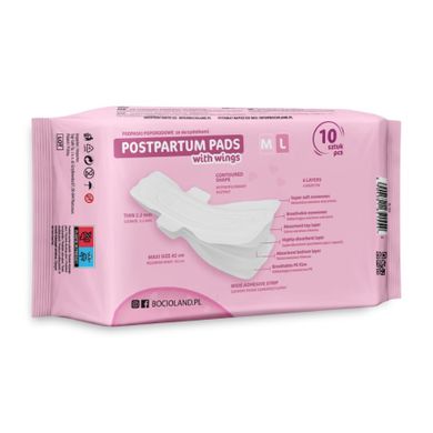 Bocioland, tampoane postnatale, super absorbante pentru zi si noapte, 10 buc.