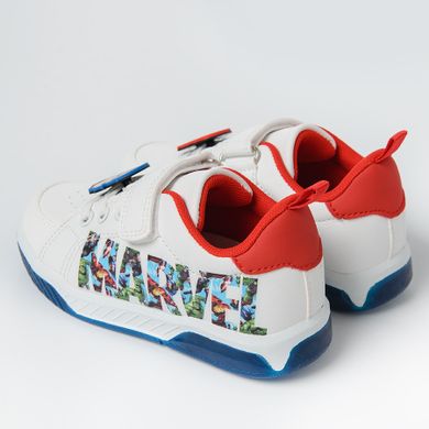 Cool Club, Pantofi sport pentru baieti, alb, talpa cu leduri, imprimeu Marvel Super Heroes