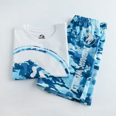 Cool Club, Pijama pentru baieti, alb-albastru, imprimeu Jurassic World