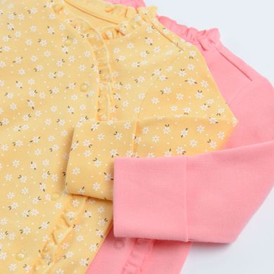 Cool Club, Pijama tip salopeta pentru fete, galben, roz, set, 2 buc.