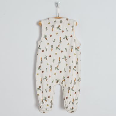 Cool Club, Set pentru bebelusi, body cu maneca lunga, salopeta cu botosei, bumbac organic, verde, ecru