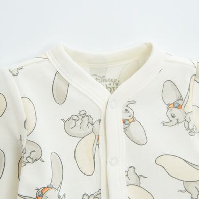 Cool Club, Set pentru bebelusi, Caciula, Esarfa, Pijama tip salopeta, Body cu maneca lunga, Bluza cu capse, Pantaloni cu botosei, ecru, imprimeu Dumbo