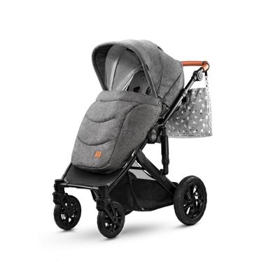 Kinderkraft, Prime, carucior multifunctional 2in1, gri + geanta Mommy Bag