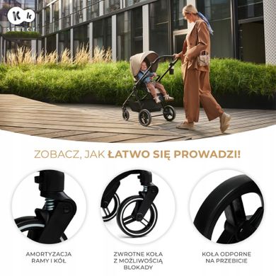 Kinderkraft, Yoxi, Mink Pro, carucior multifunctional 3 in 1, Mystic Green