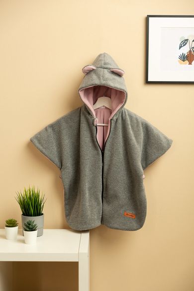 Sensillo, poncho pentru scaun auto, gri melange, roz