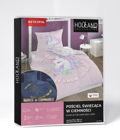 Unicorn Fluo, set lenjerie de pat single, 160-200 cm