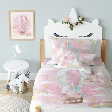 Unicorn, set lenjerie de pat single, 100-135 cm