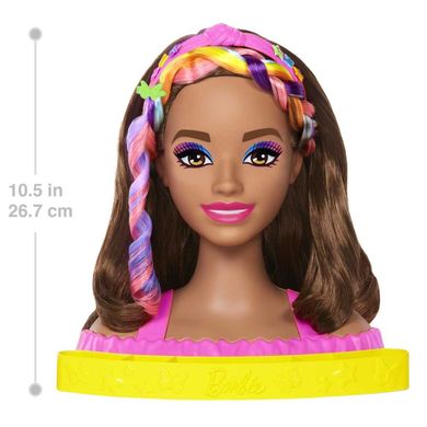 Barbie, Papusa de coafat, Culorile curcubeului neon - par castaniu, accesorii Color Reveal, set de joaca