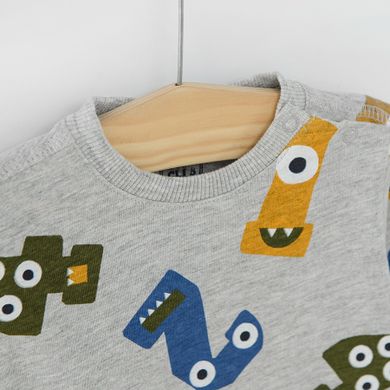 Cool Club, Bluza cu maneca lunga pentru baieti, mix de culori, in dungi, imprimeu cifre, set 3 buc.
