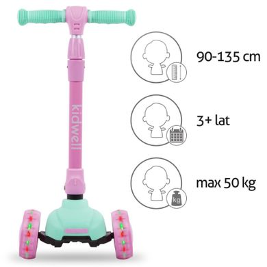 Kidwell, Jax, trotineta cu 3 roti, menta-roz