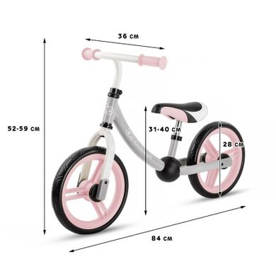 Kinderkraft, 2Way Next, bicicleta fara pedale cu accesorii, roz deschis