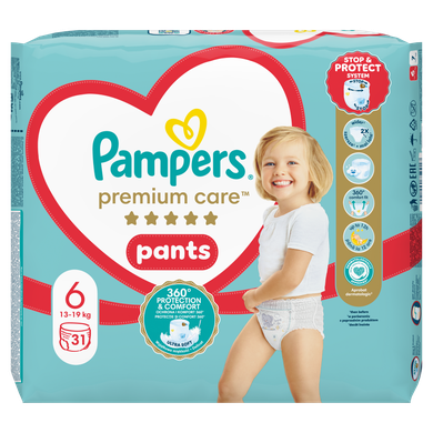 Pampers Premium Care Pants, scutece-chilotel marimea 6, 15+ kg, 31 buc.