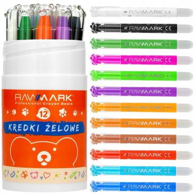 Rawmark, Bears, creioane cu gel, 12 culori