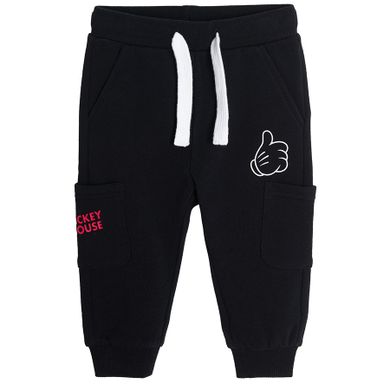 Set pentru baieti, Hanorac cu gluga, Tricou, Pantaloni trening, negru-rosu, imprimeu Mickey Mouse