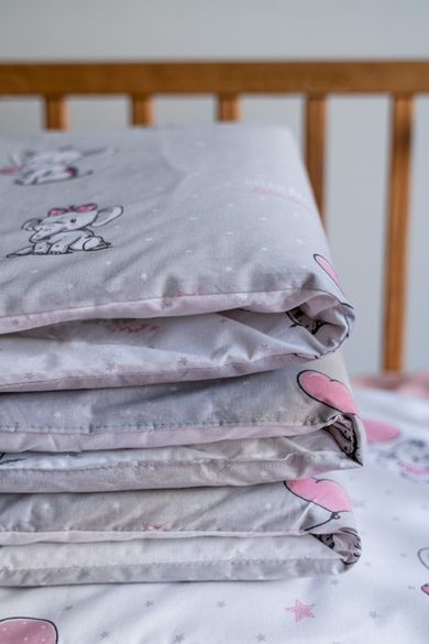 Unicorni, set lenjerie de pat si aparatori patut, 3 piese, gri, 90-120 cm