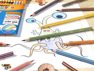Bic, Kids, Evolution Stripes, creioane colorate, 24 buc.