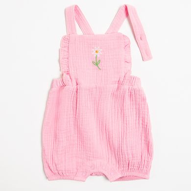 Cool Club, Set pentru fete, Body cu maneca scurta, Pantaloni scurti, Pantaloni scurti salopeta, Bentita, ecru, roz