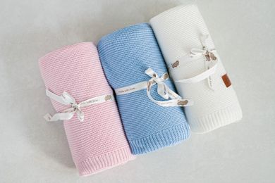 Maya Moo, patura din bumbac si bambus, White, 80-100 cm