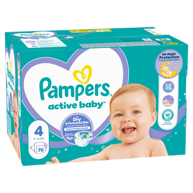 Pampers Active Baby, scutece marimea 4, 9-14 kg, 76 buc.