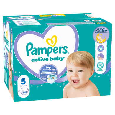 Pampers Active Baby, scutece marimea 5, 11-16 kg, 64 buc.