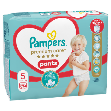 Pampers Premium Care Pants, scutece-chilotel marimea 5, 12-17 kg, 34 buc.