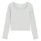Cool Club, Bluza cu maneca lunga pentru fete, crop top, din tricot striat, gri melanj
