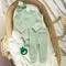 Cool Club, Set pentru bebelusi, Body cu maneca lunga, Pantaloni fara botosei, din tricot striat, verde