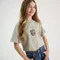 Cool Club, Tricou pentru fete, crop top, kaki, imprimeu Harry Potter