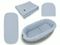 MimiNu, set: protectie universal pentru gondola, patut, cos de Moses + saltea + perna, muselina, denim