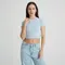 Tricou crop top reiat cu adaos de modal NOWEAR