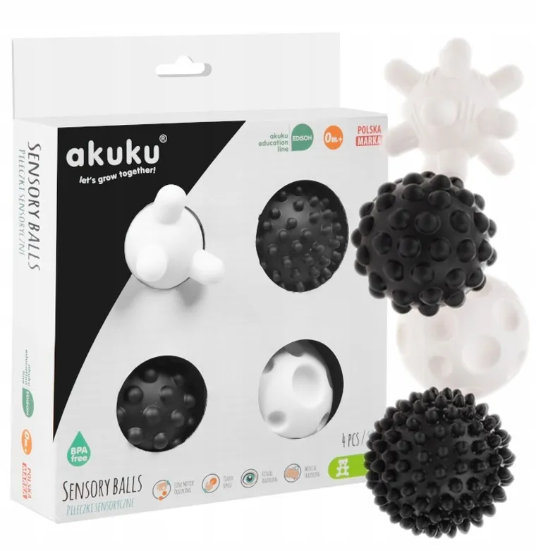 Akuku, set de mingiute senzoriale, alb-negru