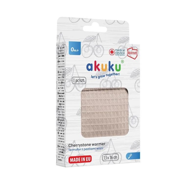Akuku, termofor cu samburi de cirese, bej, 13-16 cm